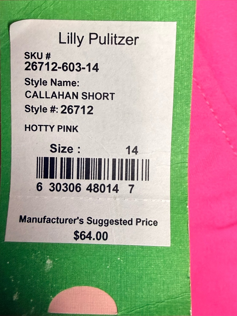 Lilly Pulitzer Bright Pink Casual Cotton Callahan Short Size 14 NWT - Picture 3 of 7